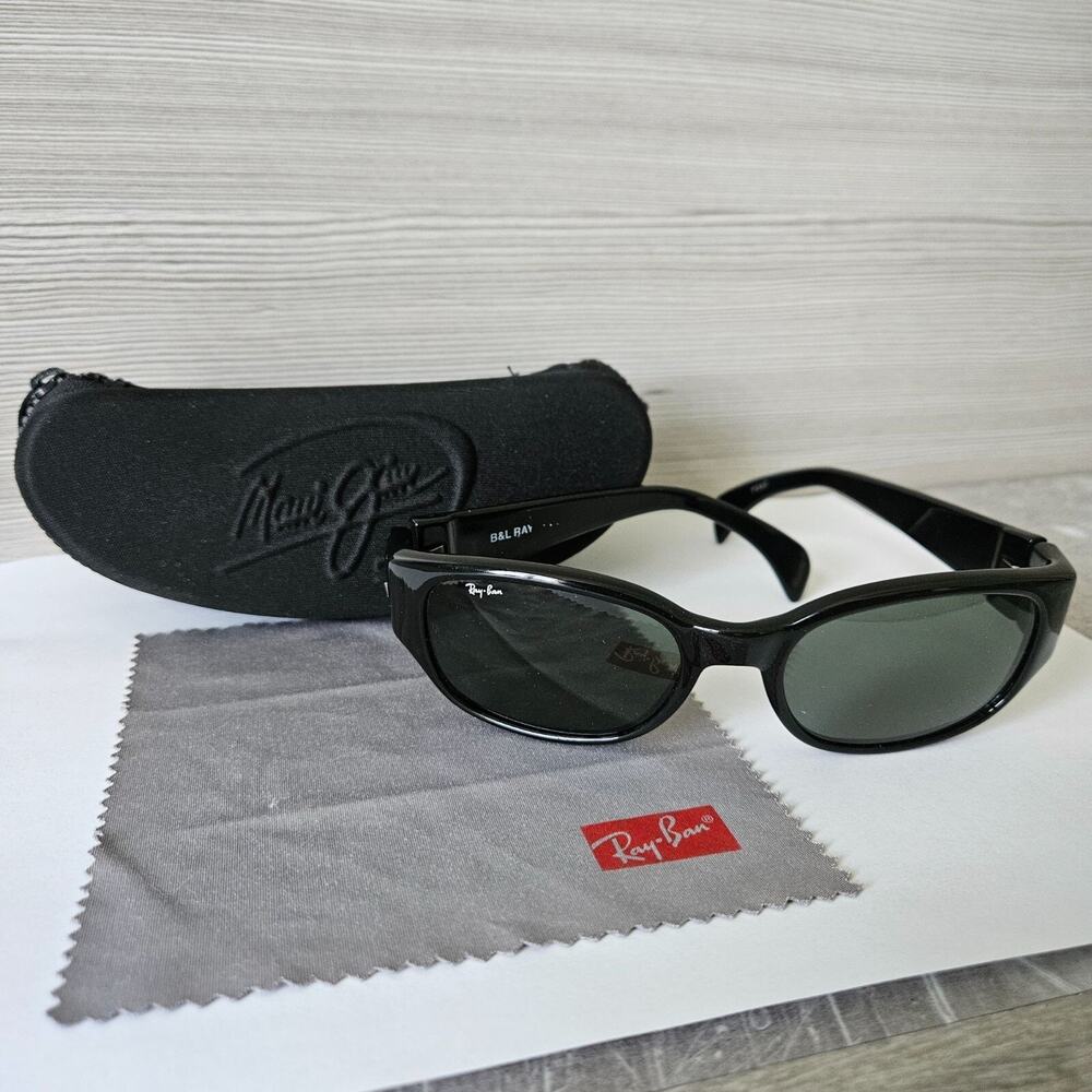 Vintage 80s Ray Ban B&L PSAS BLACK‎ Outsider Sport Wayfarer Sunglasses Wrap